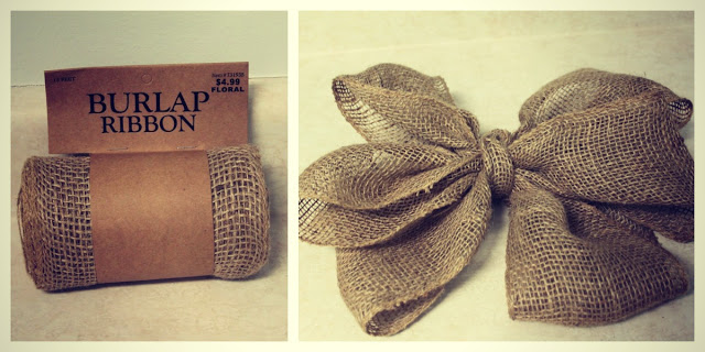 A roll of burlap and then the burlap tied into a bow.