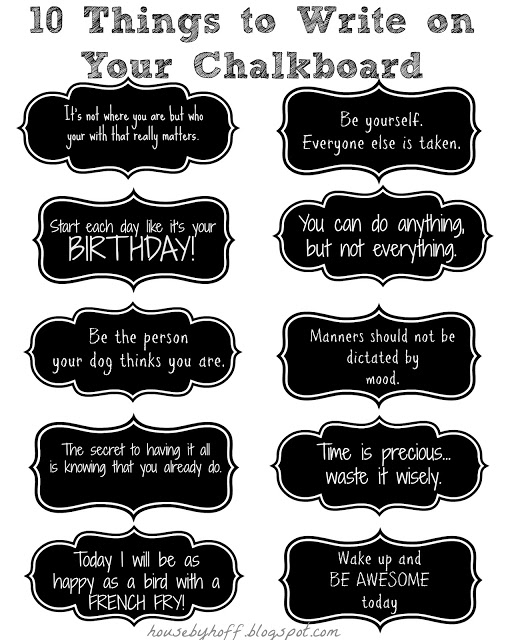 10 things to write on your chalkboard graphic.