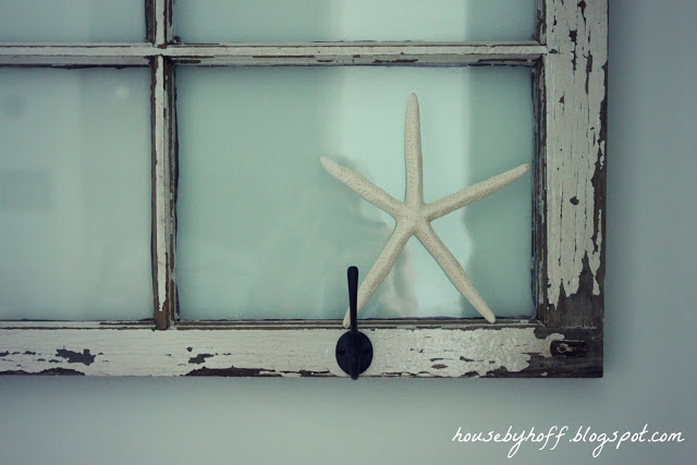 repurposed window bathroom towel rack via housebyhoff.com