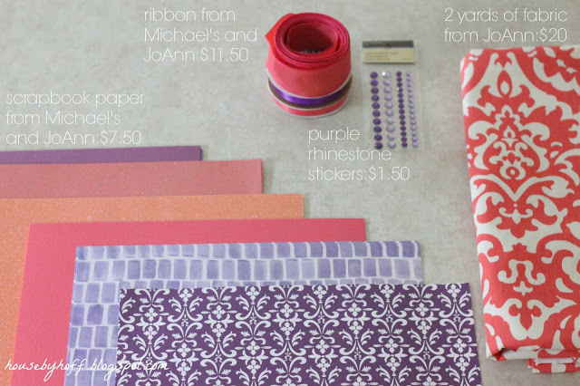 Colourful patterned paper and ribbon.