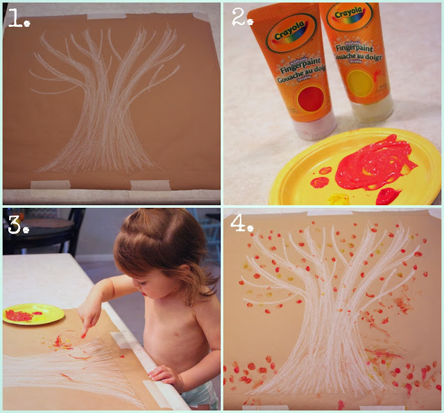 Painting on craft paper a tree.