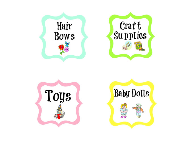 Labels hair bows, craft supplies, toys, baby dolls.