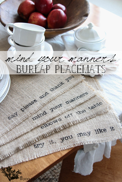 Burlap placemats.