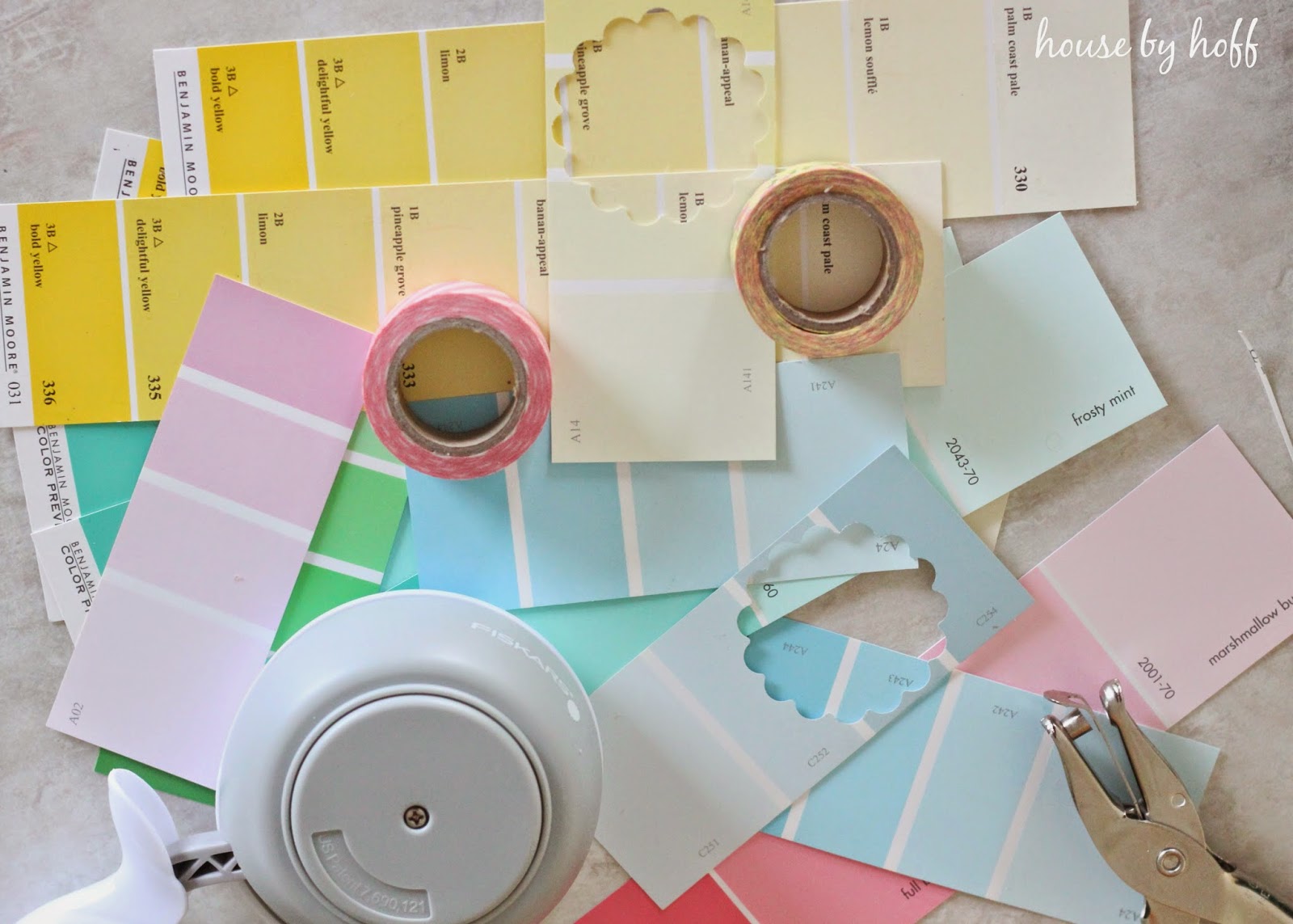how to make gift tags via housebyhoff.com Paint swatches cut out.
