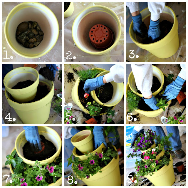 how to make a tiered summer planter via housebyhoff.com how to make a three tiered planter via housebyhoff.com