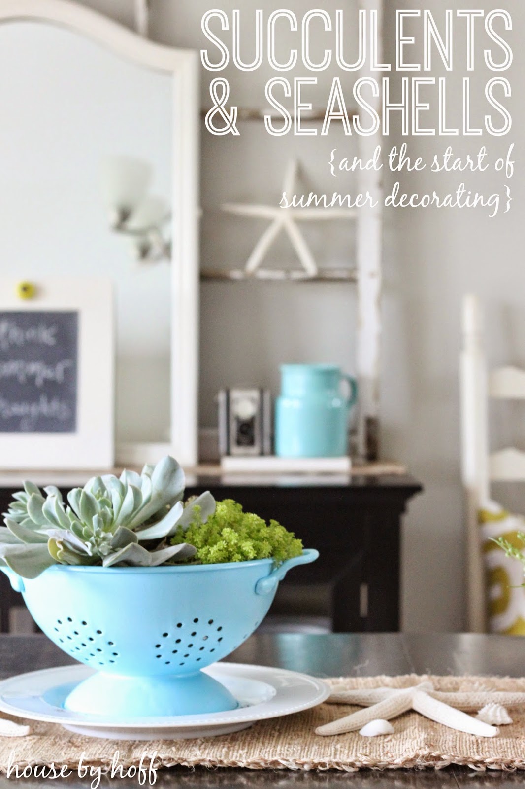 Succulent and seashell decor via housebyhoff.com succulent and seashell decor via housebyhoff.bogspot.com