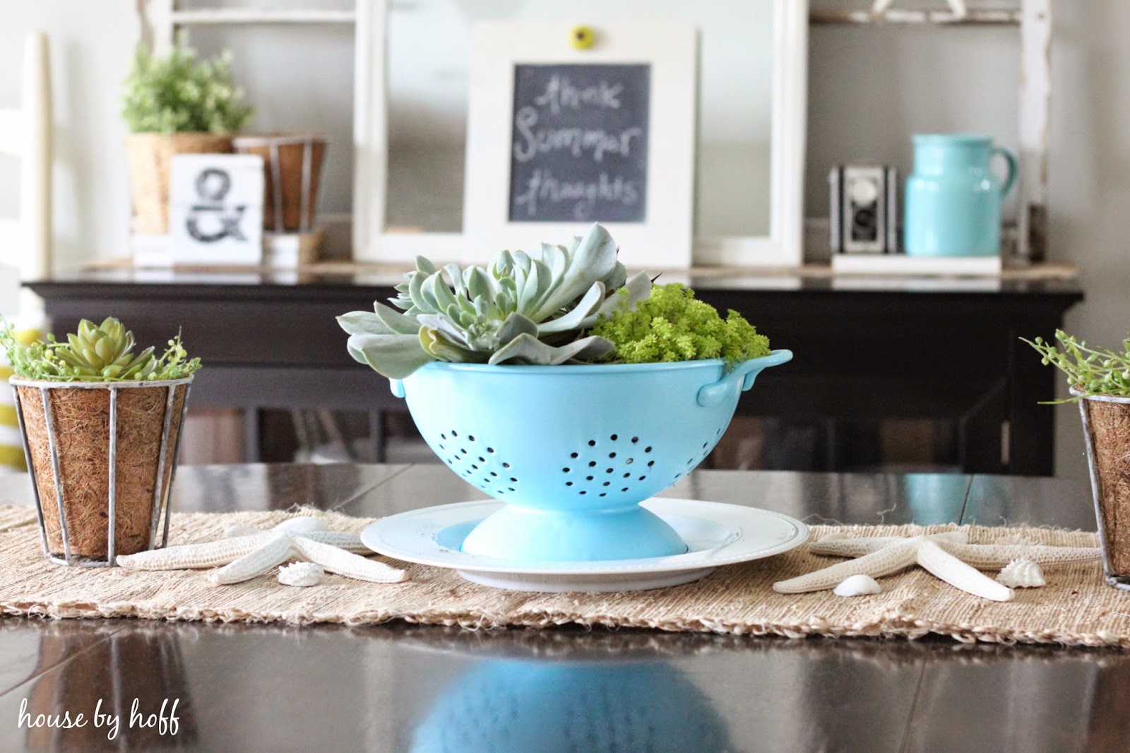 succulent and seashell decorating via housebyhoff.com