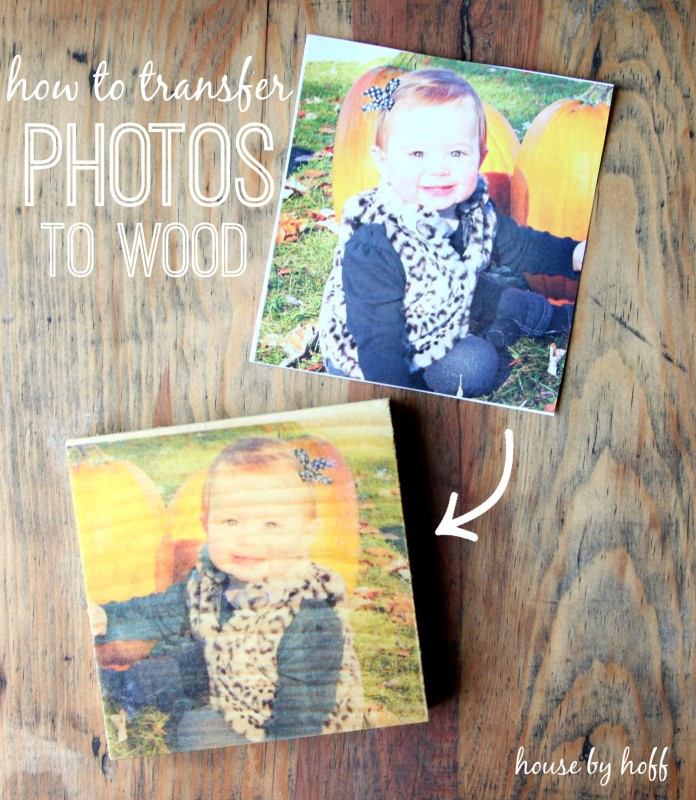 A photo of a child transferred onto wood.