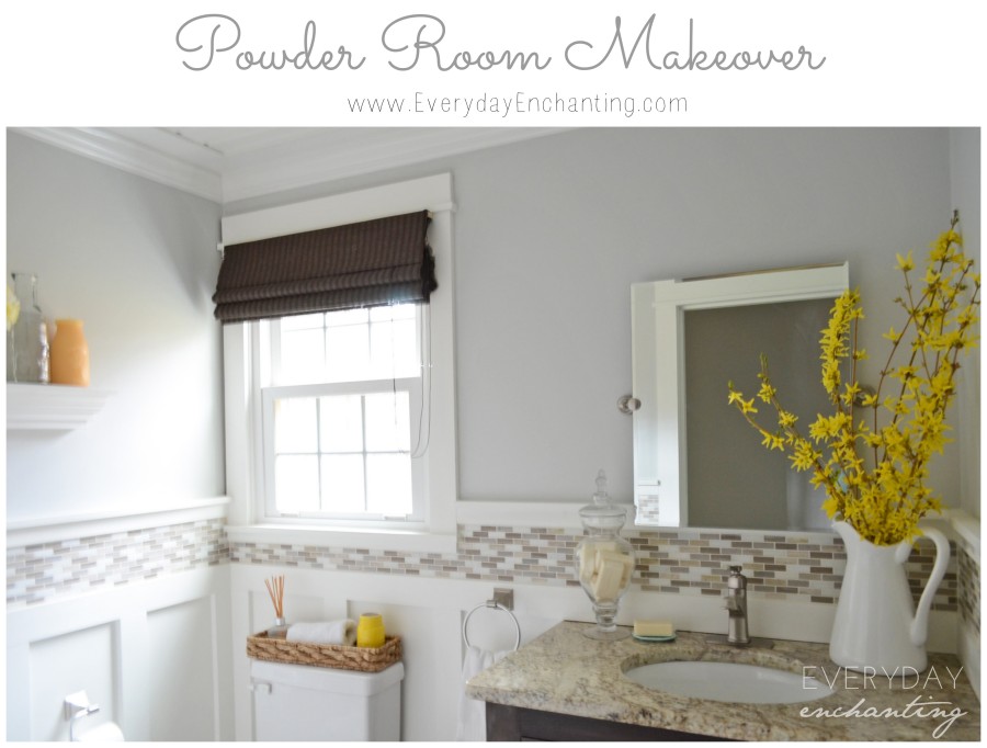 Bathroom with neutral colors and yellow flowers on counter.