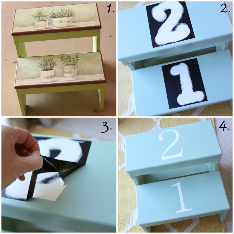 step stool makeover collage