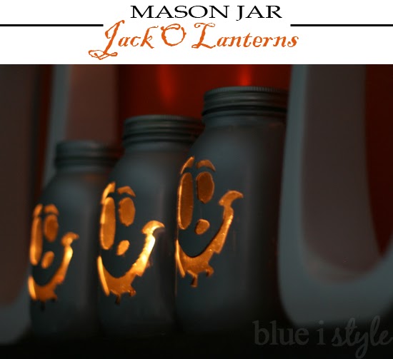 blue i style - MasonJarJackOLanterns