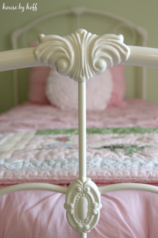 White wrought iron bed frame.