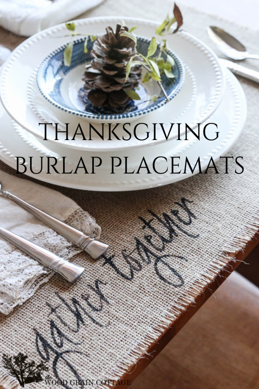 Thanksgiving Burlap Placemats by The Wood Grain Cottage poster.