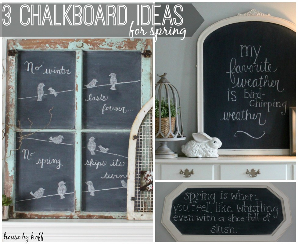 Chalkboard sayings and ideas displayed.