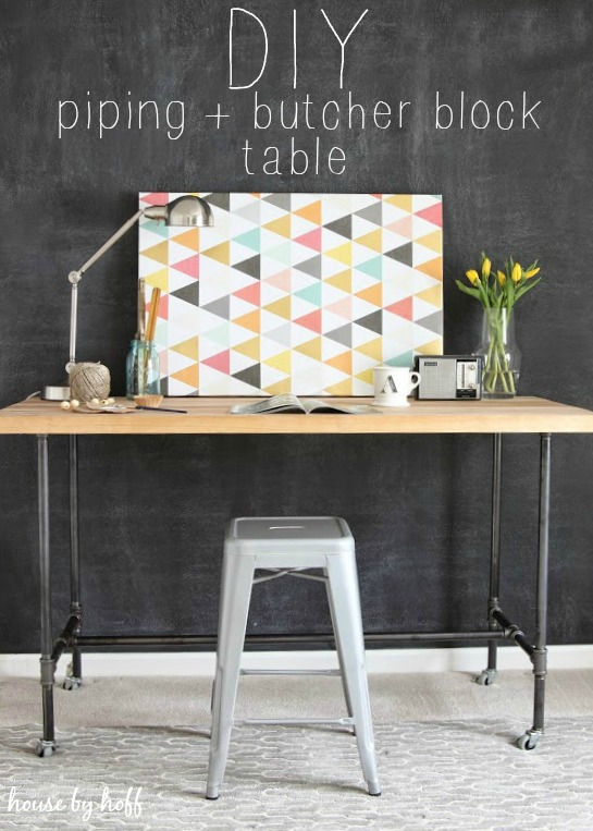 DIY Piping Table and butcher block table poster.