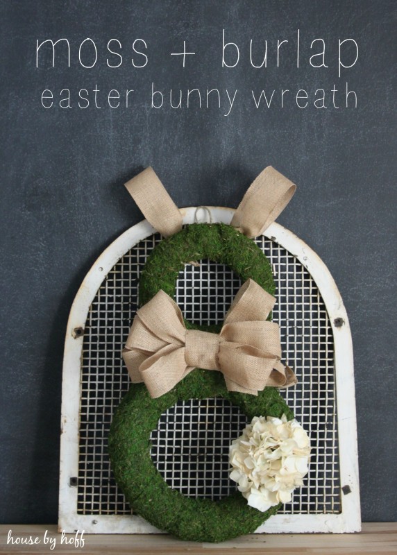 Moss and Burlap Easter Bunny Wreath via House by Hoff