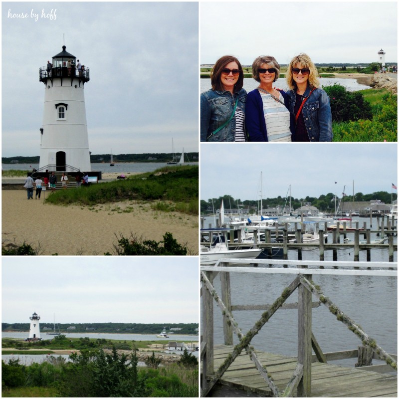 On the beach in Edgartown and a lighthouse.
