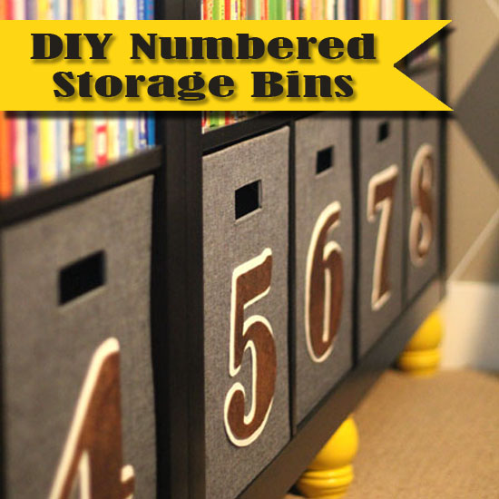 Storage bins with numbers.