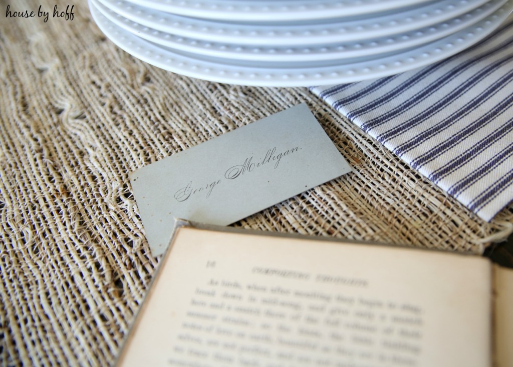 Antique book and paper place cards.