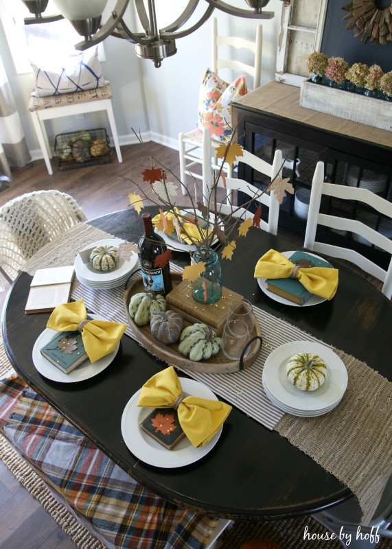 An aerial look of the fall table setting.