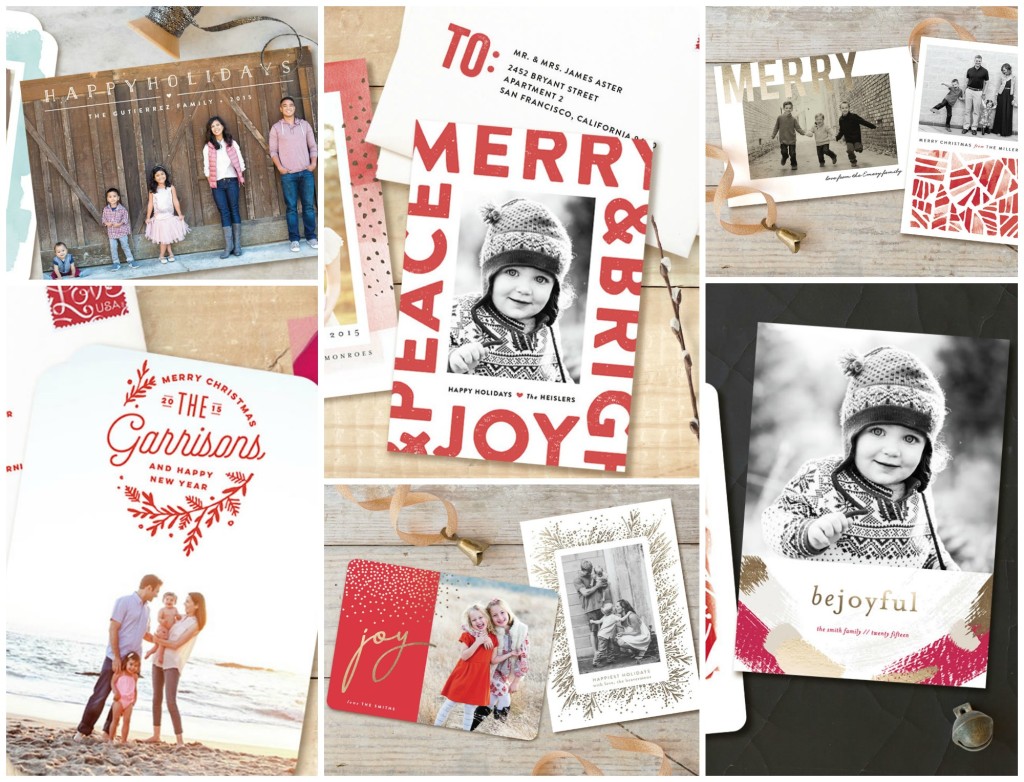 A montage of holiday cards featuring families and kids.