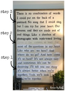 DIY Song Lyric Sign - House by Hoff