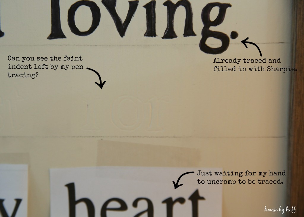 Showing the font with arrows of the lyrics.