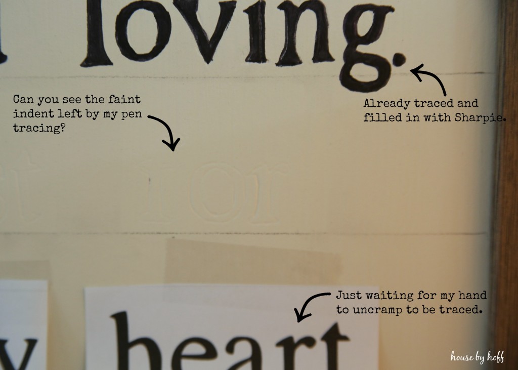 Showing the font with arrows of the lyrics.