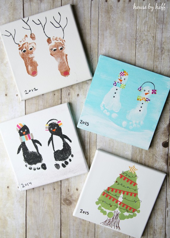 Reindeer, snowman, Christmas tree and penguins all art projects over the years.