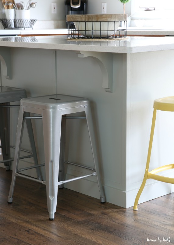 Gray and White Kitchen Island with Quartz Countertops via House by Hoff2