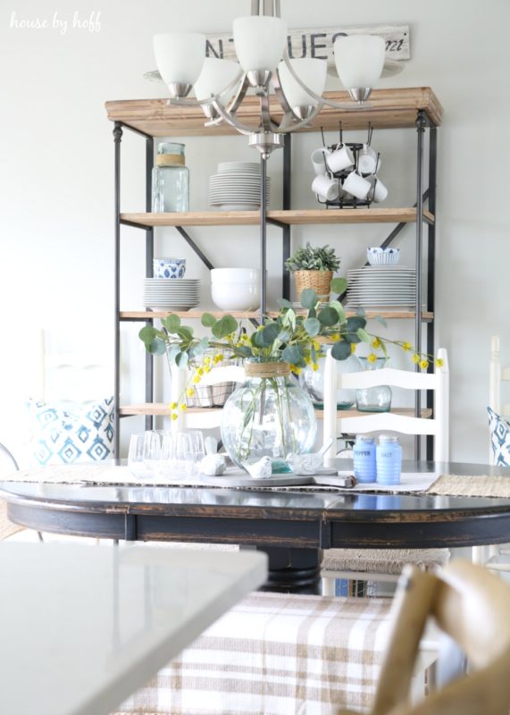 Vintage blue in dining room.