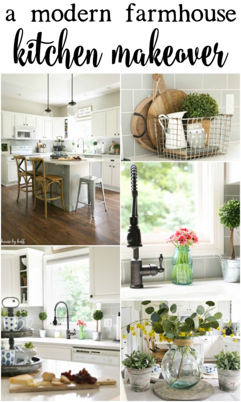 The poster for a modern farmhouse kitchen makeover.