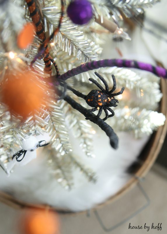 Black spider on the Halloween tree.