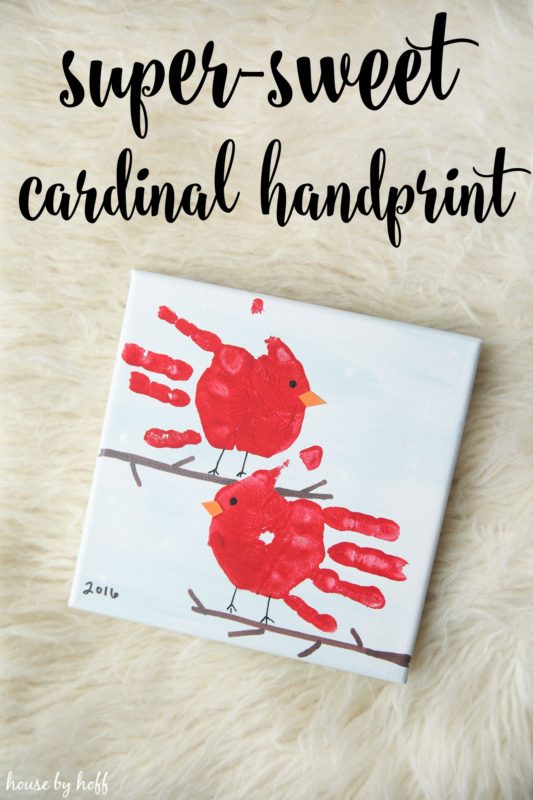 Super sweet cardinal handprint poster.