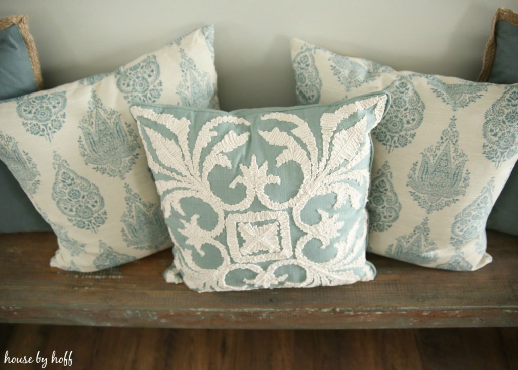 Bringing an Outdoor Bench Inside + New Throw Pillows (Again) - House by Hoff