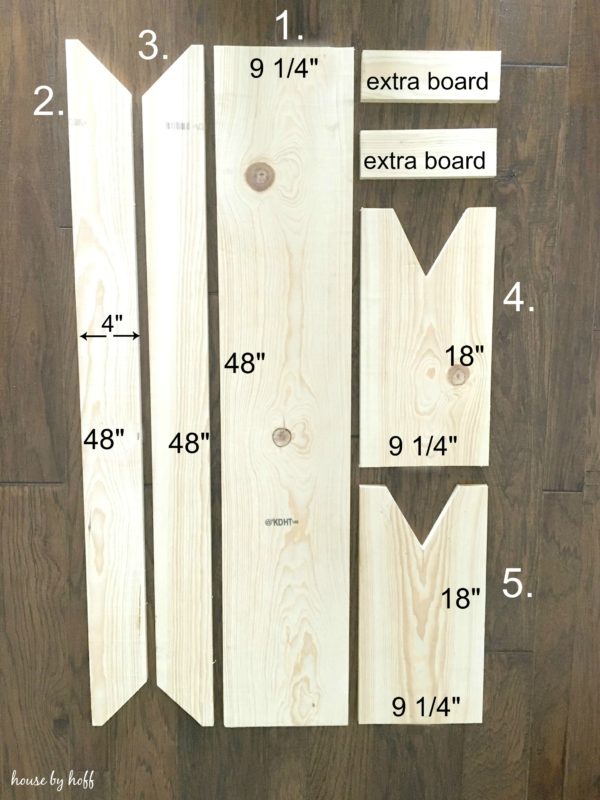 Wooden boards with measurements on them.