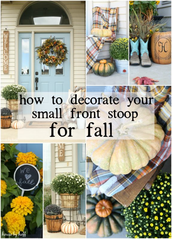 How to decorate you small front stoop for fall poster.