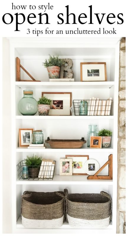 How to style open shelves tips poster.