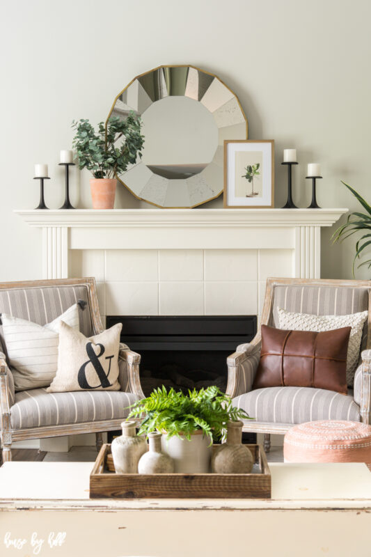 Simple Mantel with Round Mirror