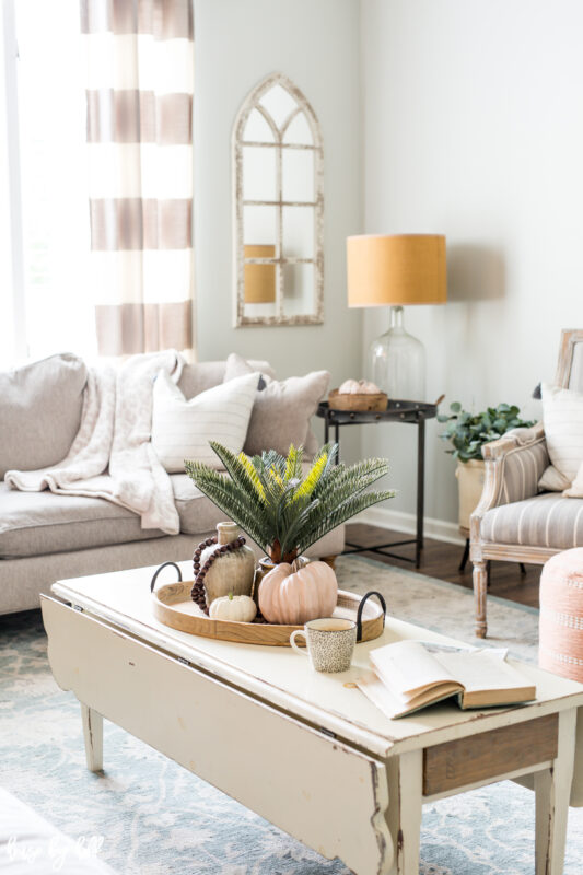 Bright Living Room with Simple Fall Decorations.