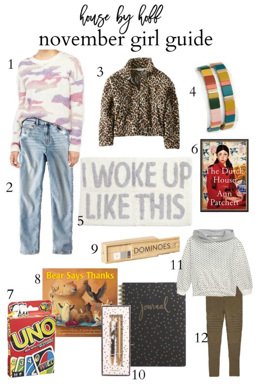 November Girl Guide with sweaters, jackets, books and games.