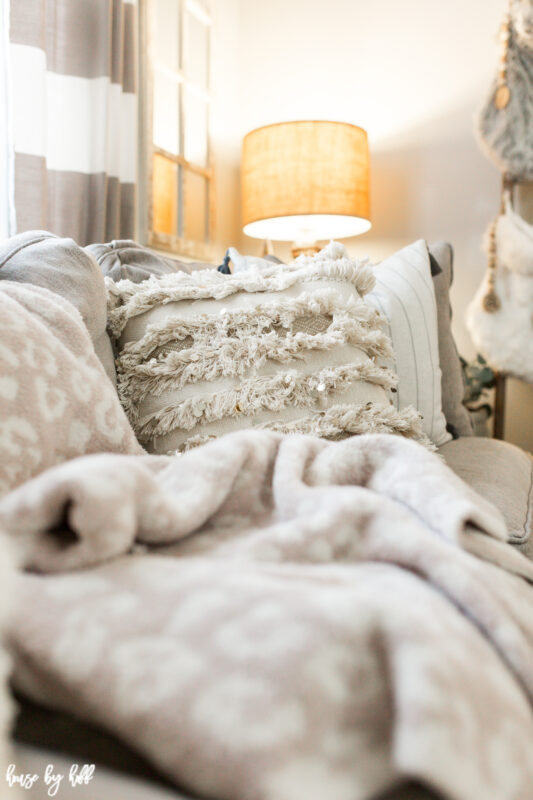 Cozy Living Room with Barefoot Dreams Blanket.