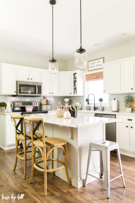 White and Gray Kitchen with Wood Accents