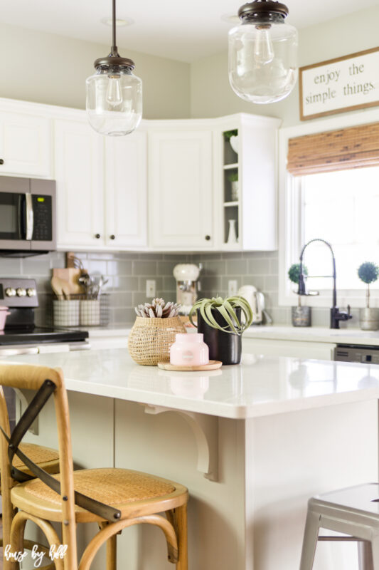 White and Gray Kitchen with Wood Accents