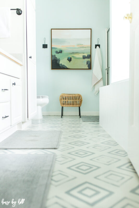 DIY Painted Linoleum Bathroom Floor
