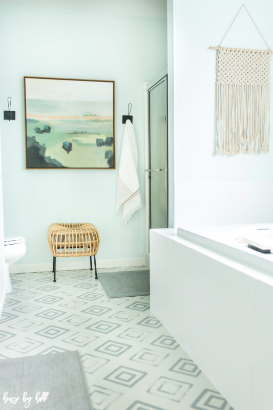 DIY Painted Linoleum Bathroom Floor