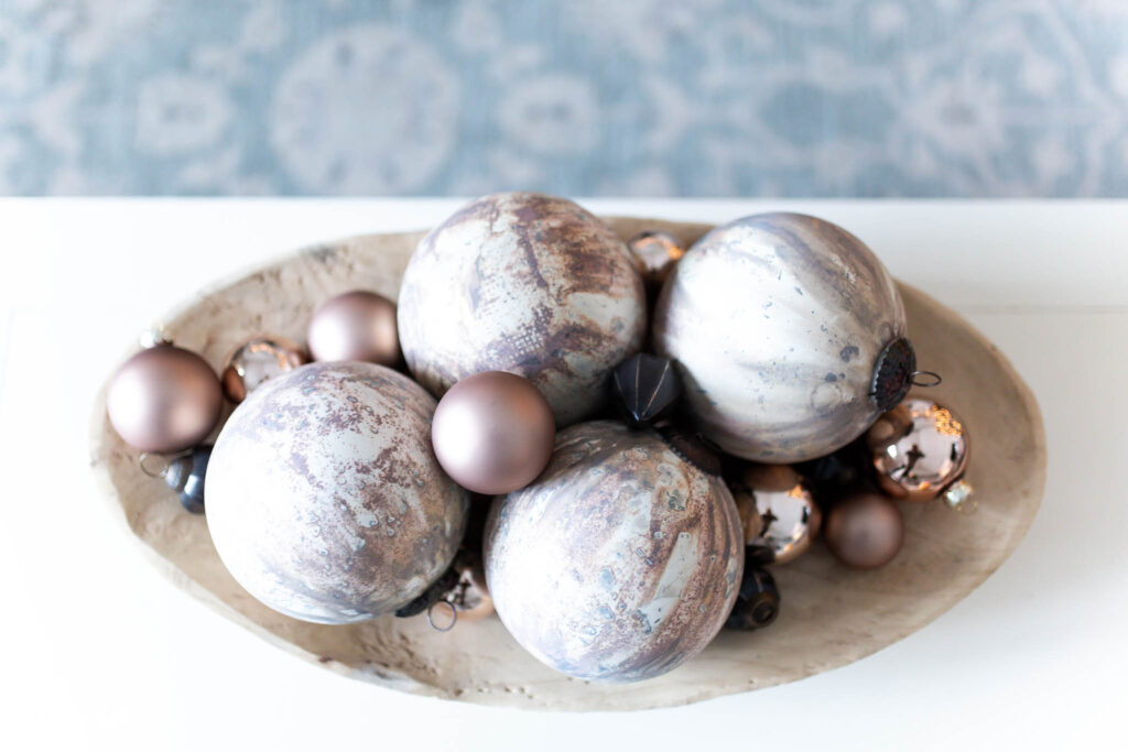 Wooden Paulina Bowl with Rose Gold Ornaments