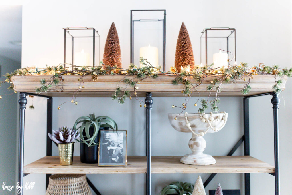 Open Shelves Decorated for Holidays