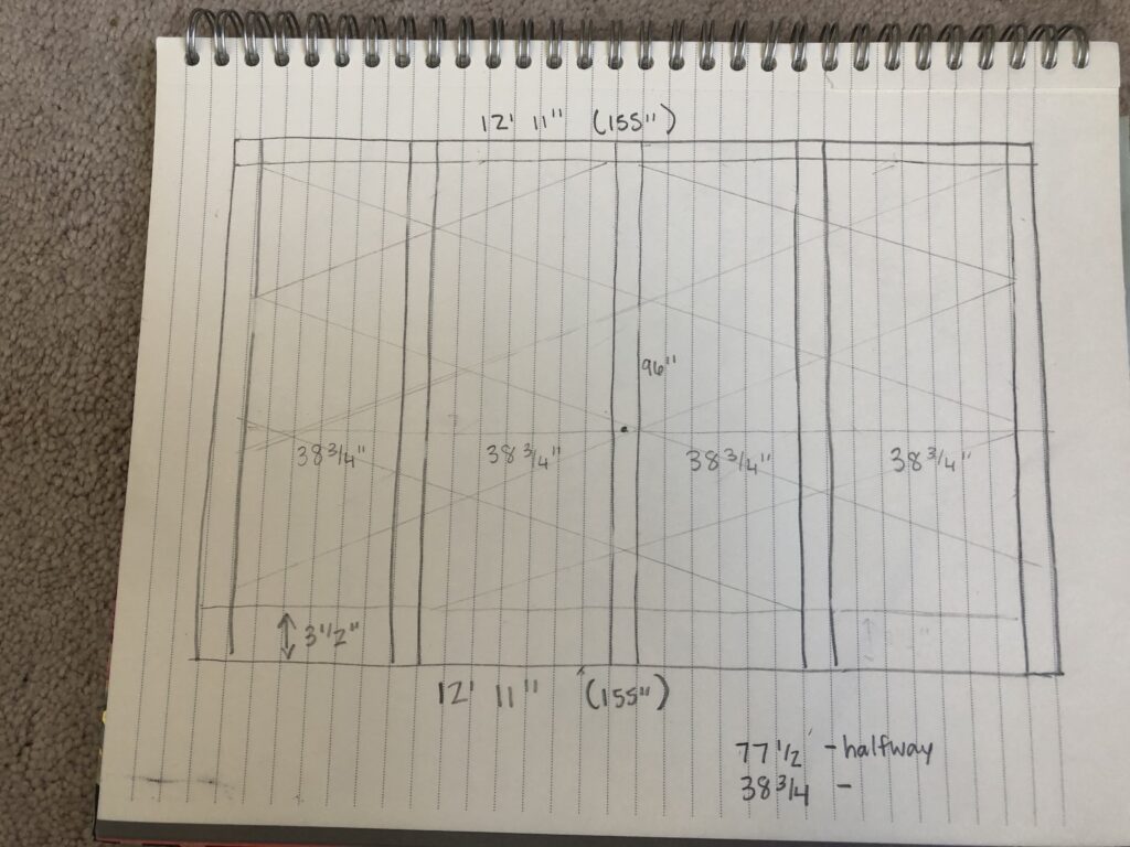 Hand Drawn Plans for DIY Board and Batten Triangle Wall