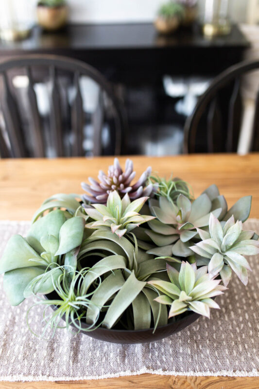 Big bowl of succulents as centerpiece